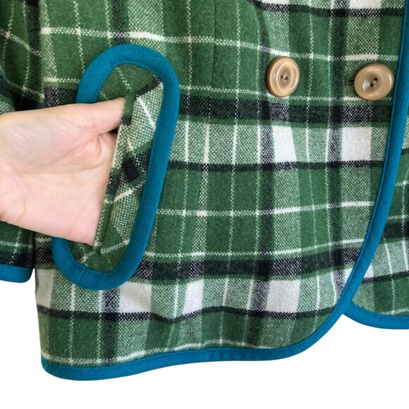 Anthropologie Tabitha Sz XSP Piper Plaid Coat Wool Blend Twee Retro Swing Style - Picture 4 of 16